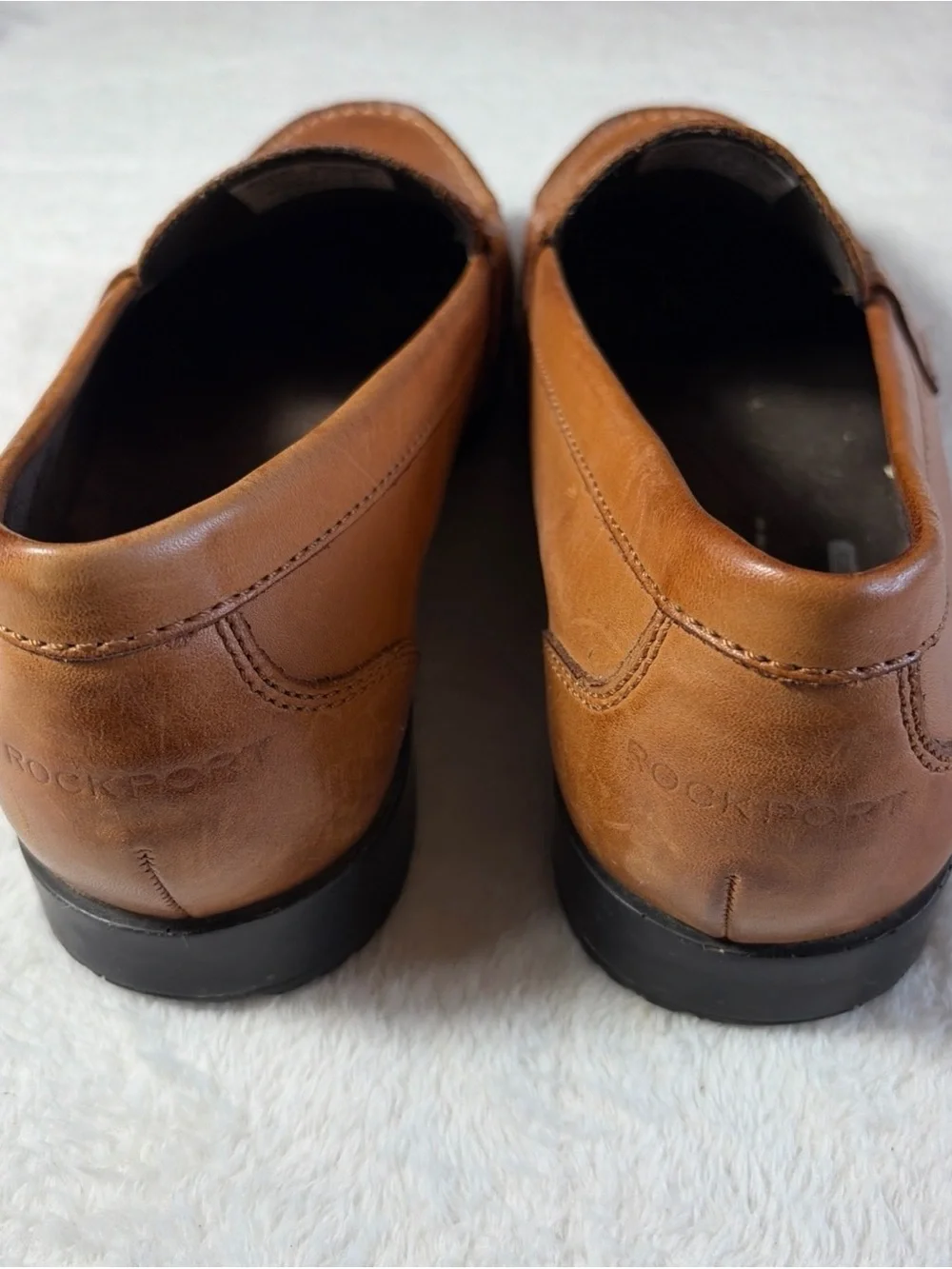 Rockport Mens Tan Leather Penny Loafers Walkability 11.5 M Business Casual